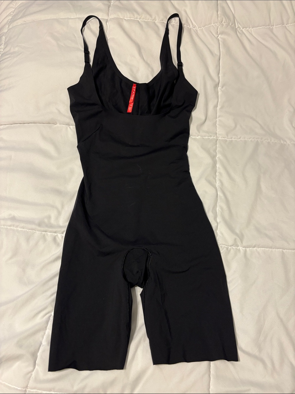 SPANX Black Mid-Thigh Shaping Bodysuit with Adjustable Straps